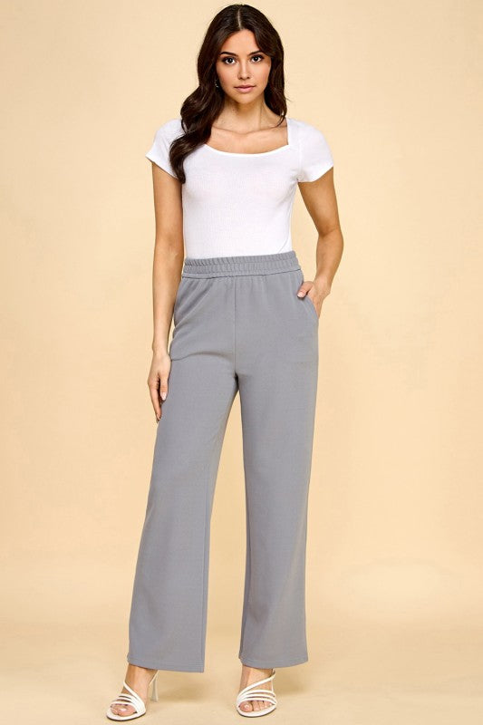 ANT101X PLUS SIZE TEXTURE  STRAIGHT PANTS