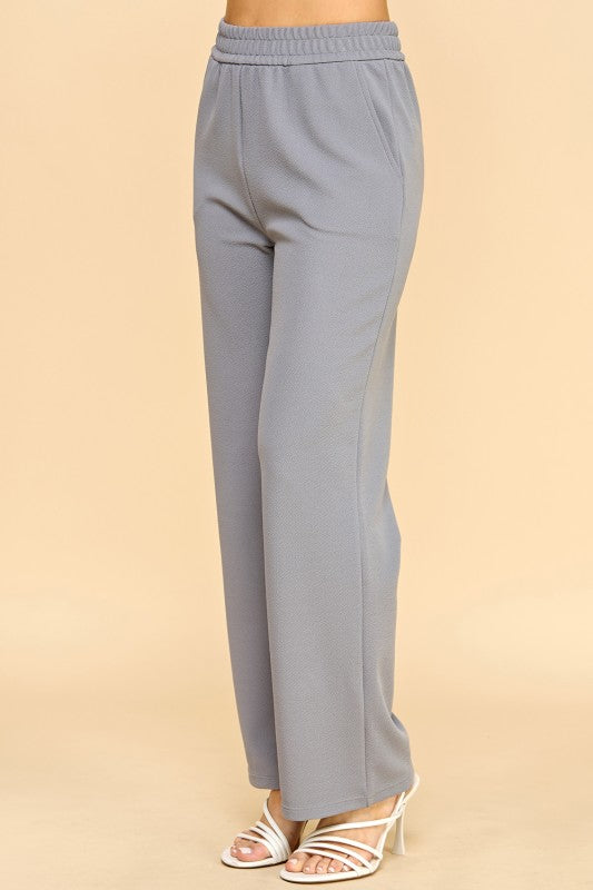 ANT101X PLUS SIZE TEXTURE  STRAIGHT PANTS