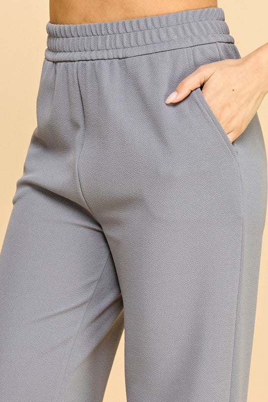ANT101X PLUS SIZE TEXTURE  STRAIGHT PANTS