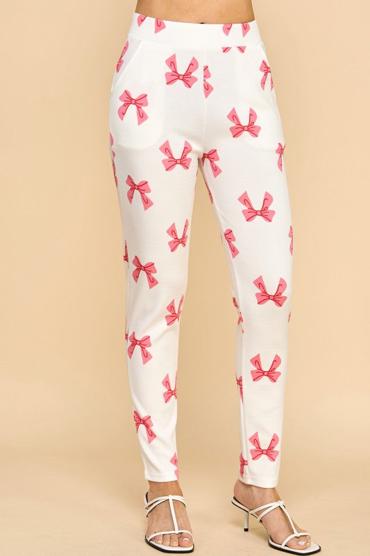 SCUP18R RIBBON PRINT SKINNY PANTS