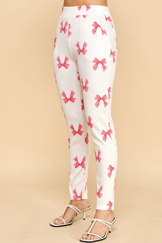 SCUP18R RIBBON PRINT SKINNY PANTS