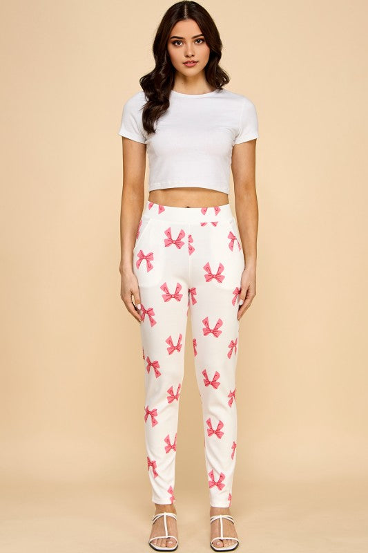 SCUP18R RIBBON PRINT SKINNY PANTS