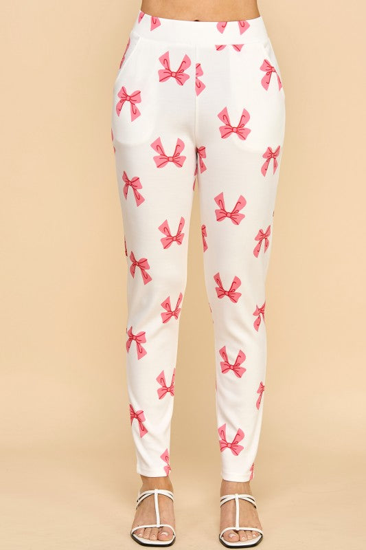 SCUP18R RIBBON PRINT SKINNY PANTS