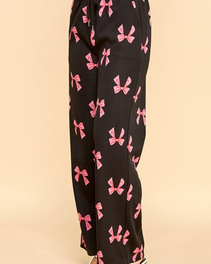 SJS05R RIBBON PRINT DRAWSTRING STRAIGHT PANTS