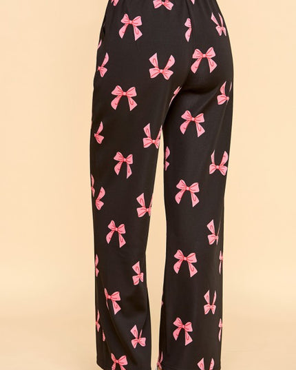 SJS05R RIBBON PRINT DRAWSTRING STRAIGHT PANTS