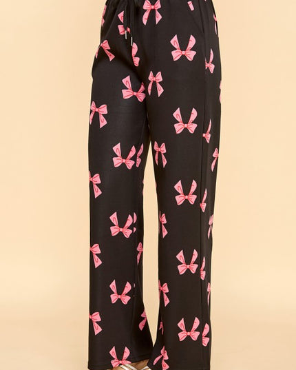 SJS05R RIBBON PRINT DRAWSTRING STRAIGHT PANTS
