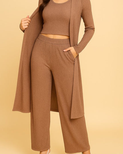 HK3PCS-SET CRINKLE CARDIGAN 3-PIECE SET