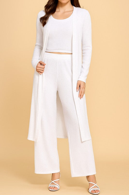 HK3PCS-SET CRINKLE CARDIGAN 3-PIECE SET