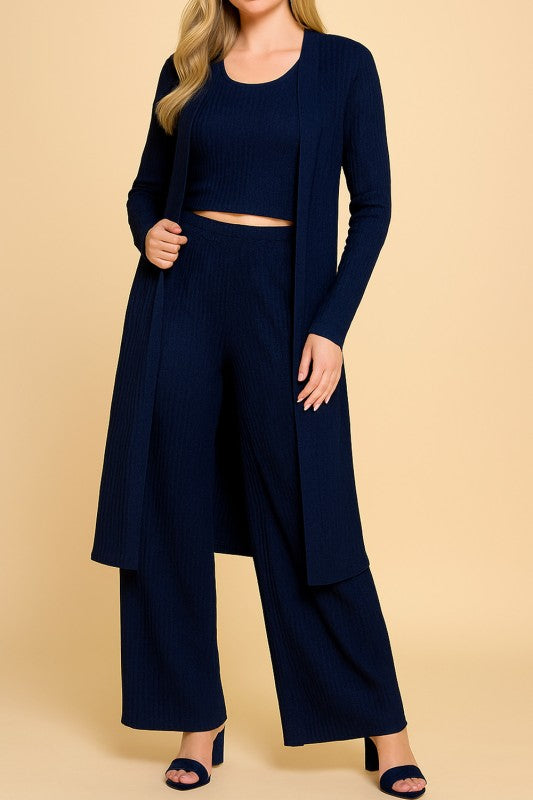 HK3PCS-SET CRINKLE CARDIGAN 3-PIECE SET