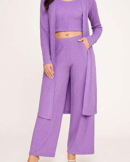 HK3PCS-SET CRINKLE CARDIGAN 3-PIECE SET