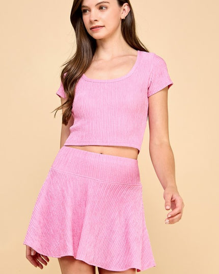 HKS104 CRINKLE SKORT SET