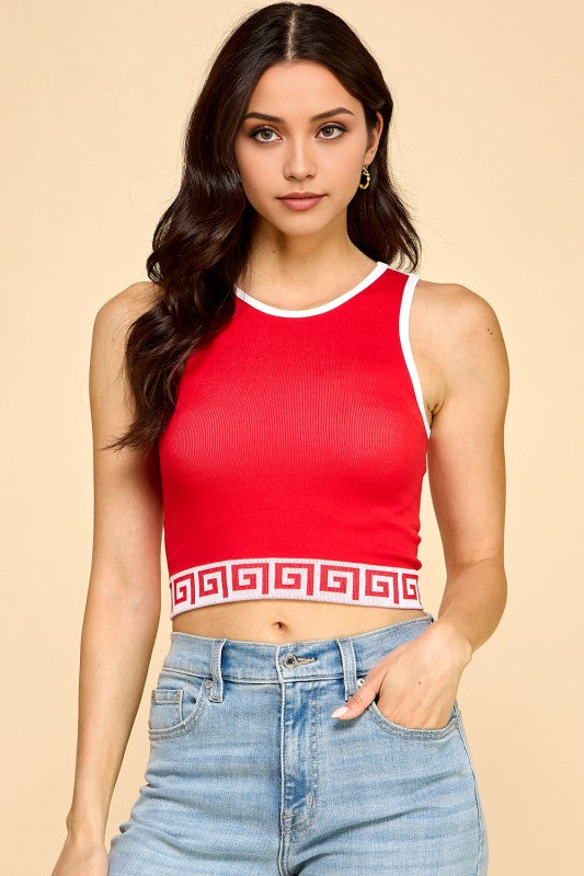 PT002 PRINT CROP TANK TOP