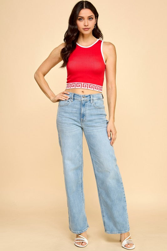 PT002 PRINT CROP TANK TOP
