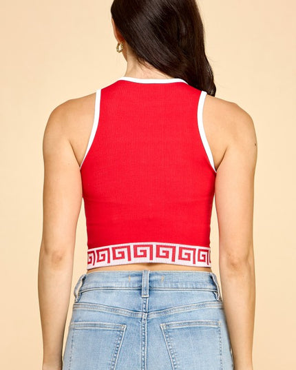 PT002 PRINT CROP TANK TOP