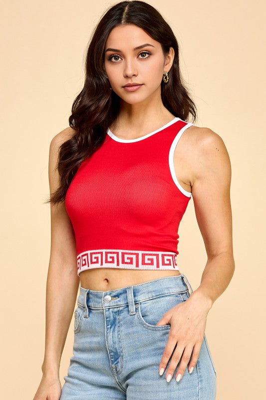 PT002 PRINT CROP TANK TOP