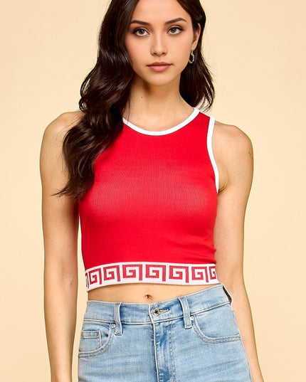 PT002 PRINT CROP TANK TOP