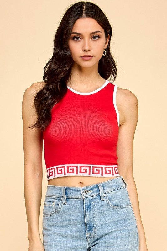 PT002 PRINT CROP TANK TOP