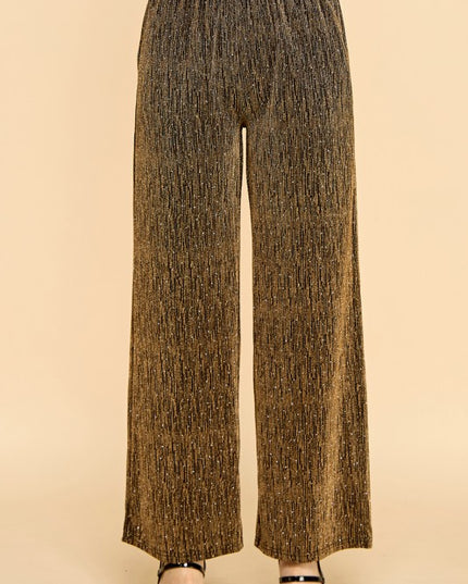 MSP529X PLUS SIZE METALLIC STRAIGHT PANTS WITH POCKETS