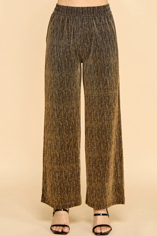 MSP529X PLUS SIZE METALLIC STRAIGHT PANTS WITH POCKETS