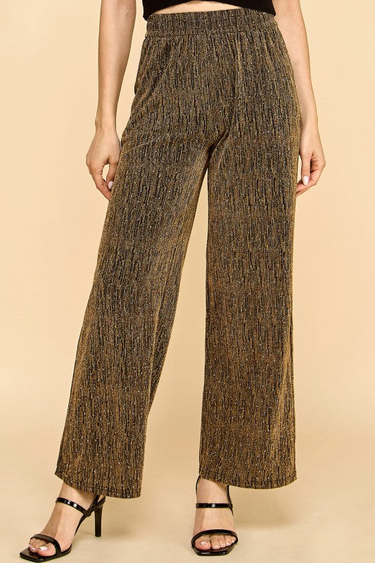 MSP529X PLUS SIZE METALLIC STRAIGHT PANTS WITH POCKETS