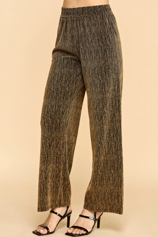 MSP529X PLUS SIZE METALLIC STRAIGHT PANTS WITH POCKETS