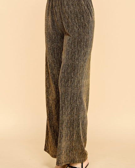 MSP529X PLUS SIZE METALLIC STRAIGHT PANTS WITH POCKETS