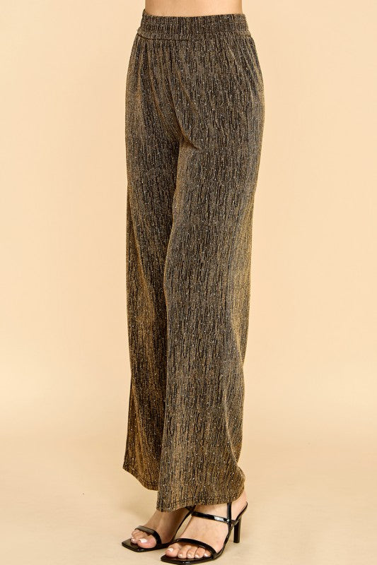 MSP529X PLUS SIZE METALLIC STRAIGHT PANTS WITH POCKETS