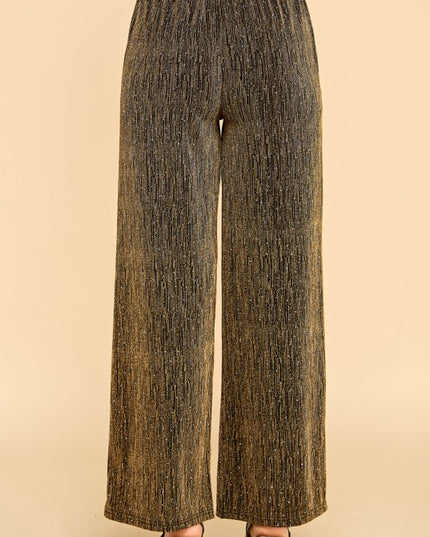 MSP529X PLUS SIZE METALLIC STRAIGHT PANTS WITH POCKETS