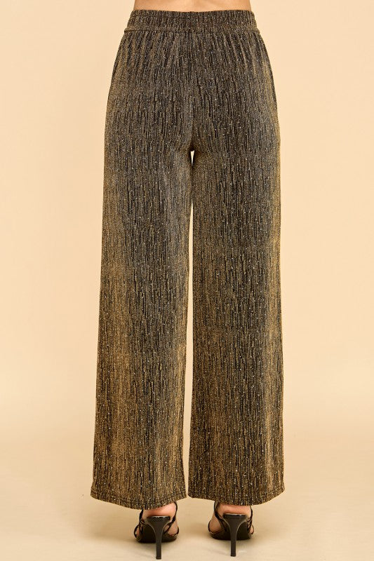 MSP529X PLUS SIZE METALLIC STRAIGHT PANTS WITH POCKETS