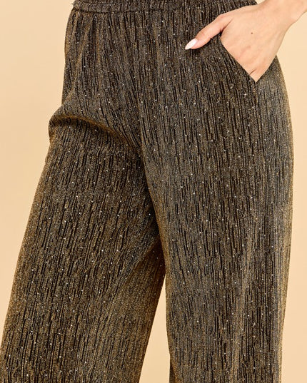 MSP529X PLUS SIZE METALLIC STRAIGHT PANTS WITH POCKETS