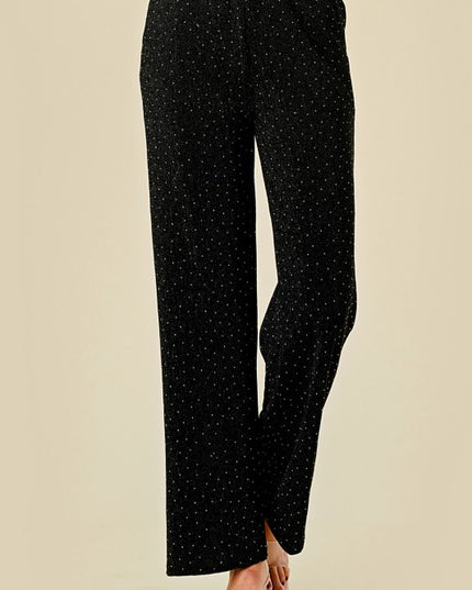 MSP529X PLUS SIZE METALLIC STRAIGHT PANTS WITH POCKETS