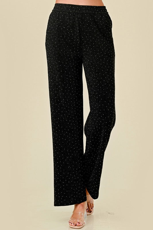 MSP529X PLUS SIZE METALLIC STRAIGHT PANTS WITH POCKETS