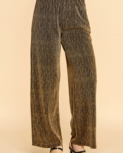 MSP529X PLUS SIZE METALLIC STRAIGHT PANTS WITH POCKETS