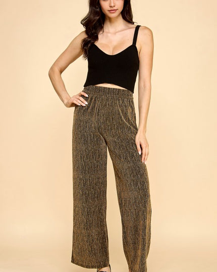 MSP529X PLUS SIZE METALLIC STRAIGHT PANTS WITH POCKETS