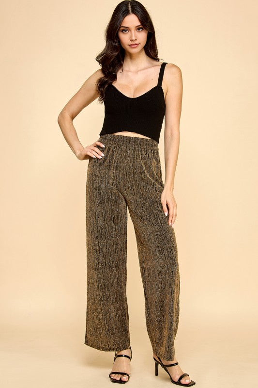 MSP529X PLUS SIZE METALLIC STRAIGHT PANTS WITH POCKETS