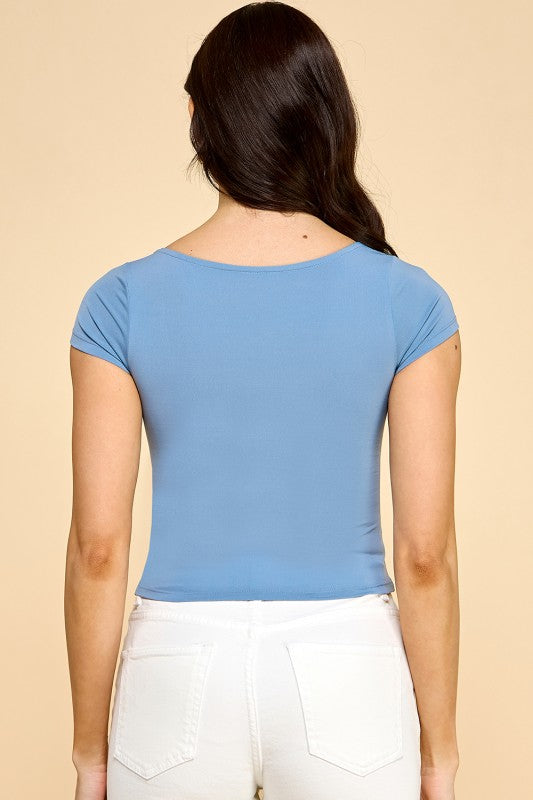 DLT23 CREPE SCOOP NECK TOP