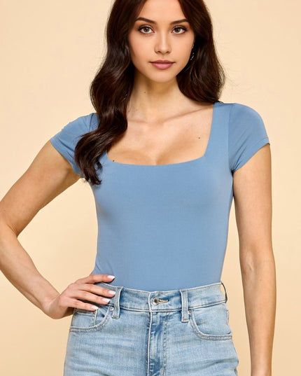 Crop Top Square Neck – Fitted Stretch Slim Fit