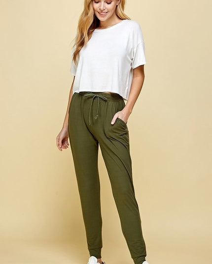 JK-SOLID DRAWSTRING SOLID JOGGERS