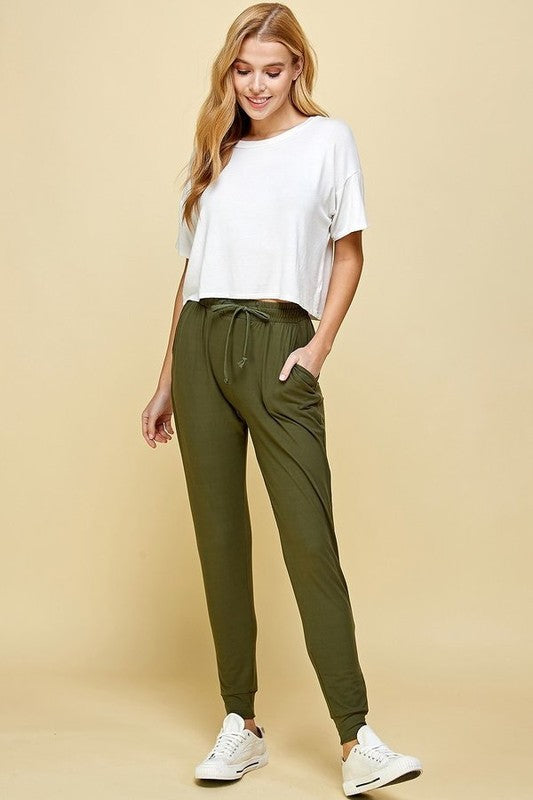 JK-SOLID DRAWSTRING SOLID JOGGERS
