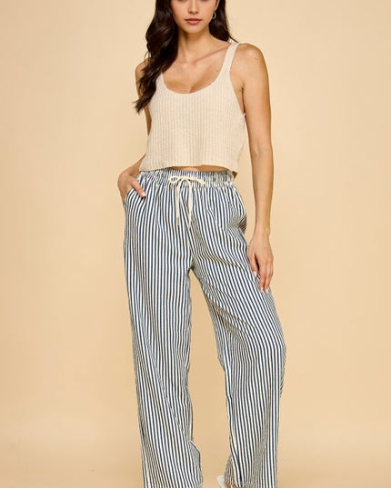 PC17X PLUS SIZE STRIPE STRAIGHT LEG PANTS