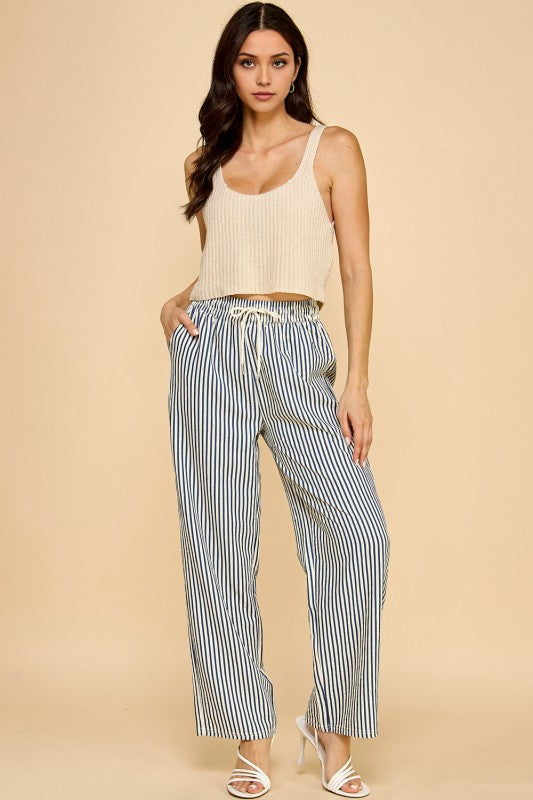 PC17X PLUS SIZE STRIPE STRAIGHT LEG PANTS