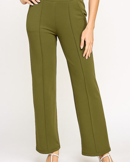 YC34 SOLID FRONT PLEATED PANTS WITH SIDE POCKETS
