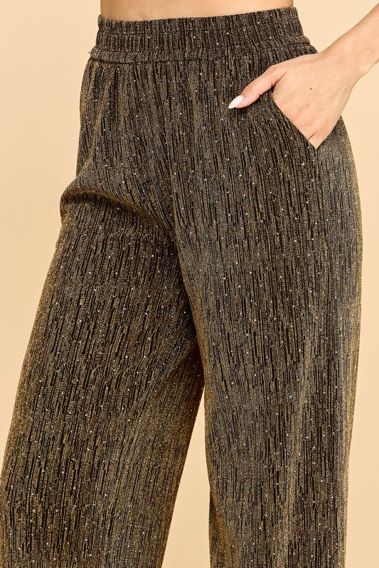 MSP529 Metallic Straight Leg Pants – Pocket Detail Party Pants
