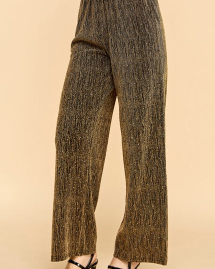 MSP529 Metallic Straight Leg Pants – Pocket Detail Party Pants