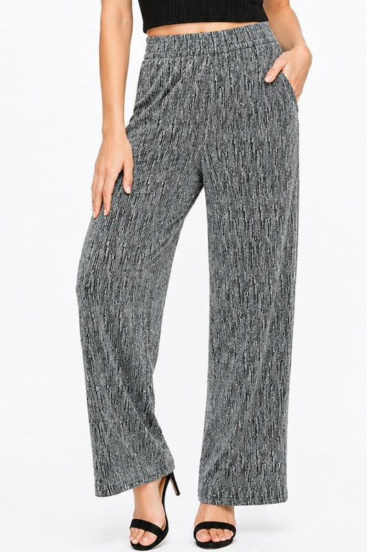MSP529 Metallic Straight Leg Pants – Pocket Detail Party Pants