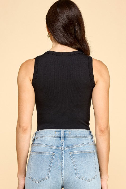BST51 Scoop Neck Bodysuit – Fitted Stretch Basic Top