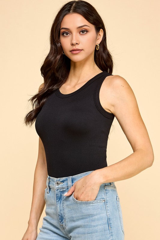BST51 Scoop Neck Bodysuit – Fitted Stretch Basic Top