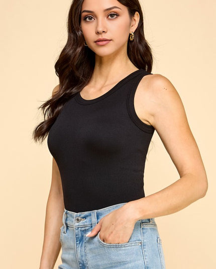 BST51 Scoop Neck Bodysuit – Fitted Stretch Basic Top