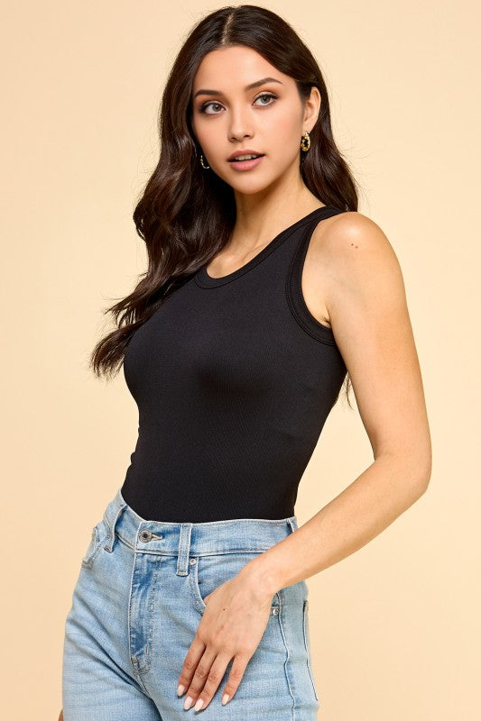 BST51 Scoop Neck Bodysuit – Fitted Stretch Basic Top