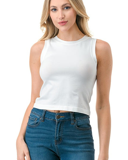 HX18X PLUS SIZE SOLID SEAMLESS CROP TANK TOP